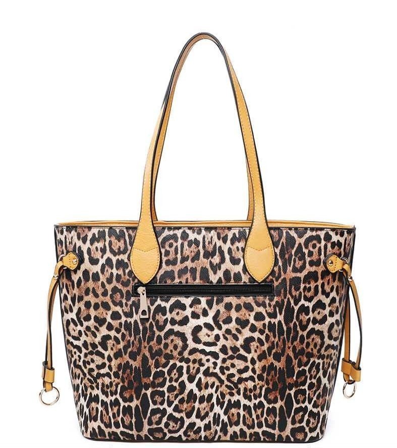 fluffy leopard print tote bag